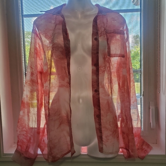 NWT Sheer Button Up Shirt - Picture 7 of 8